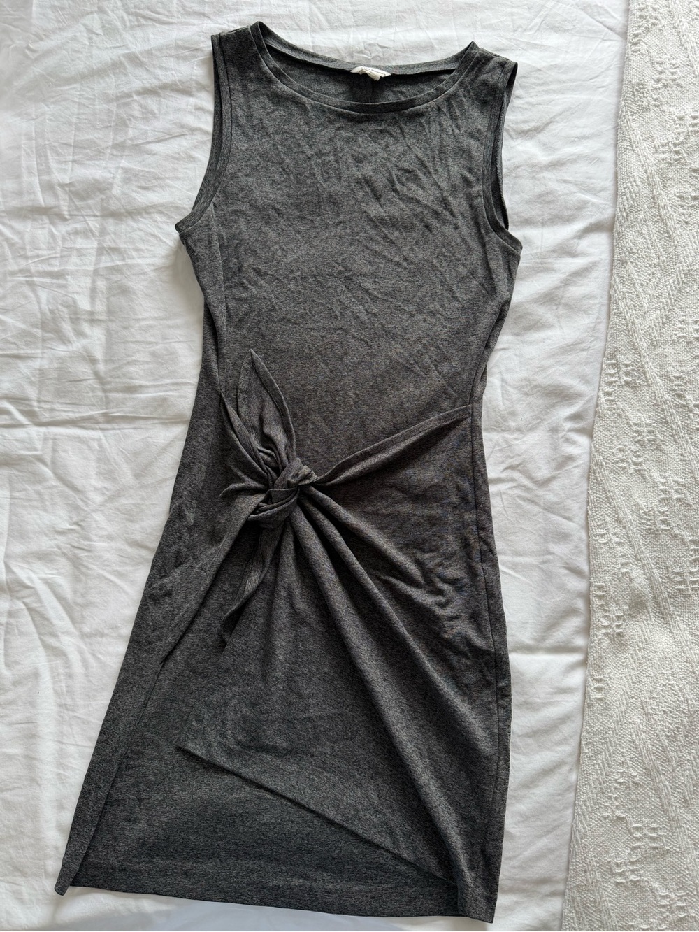 Club Monaco Charcoal Gray Sleeveless Knot-Detail Sheath Dress Wrap Size Small